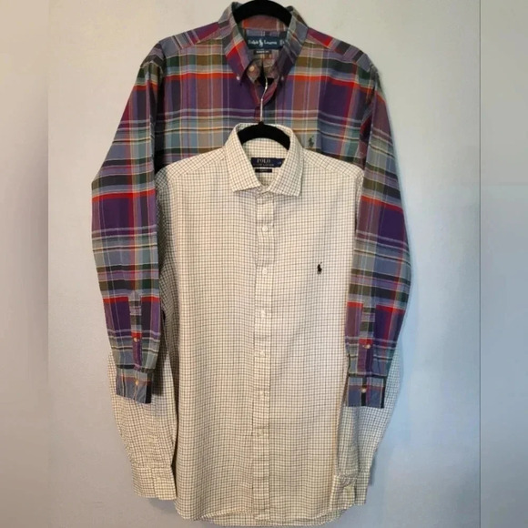 POLO RALPH LAUREN 2 men's long sleeve button-down preppy collegiate shirts, L - Picture 1 of 15
